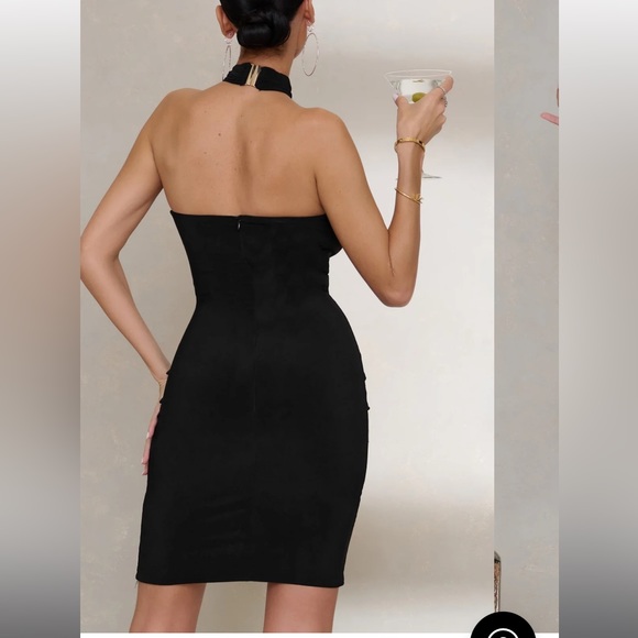 NTW Club London Black Halter Neck Split Mini Dress Size US 2 - Picture 3 of 3